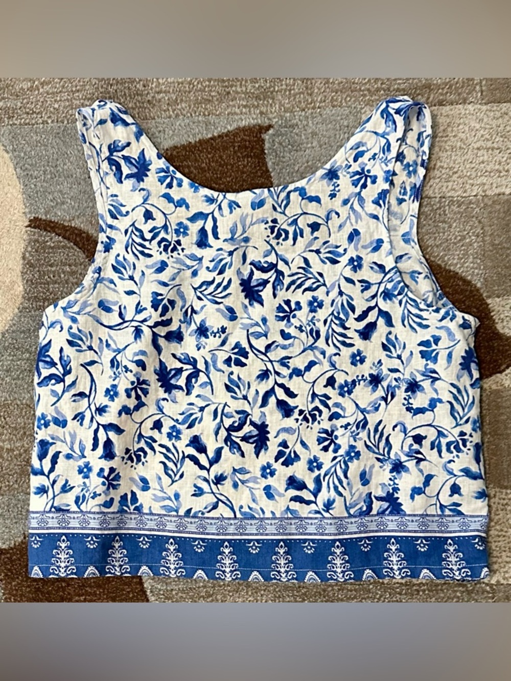 NWT Joie 100% Linen Midi Skirt & Cropped Tank Top Set in Blue/White Bora Print - Picture 7 of 12